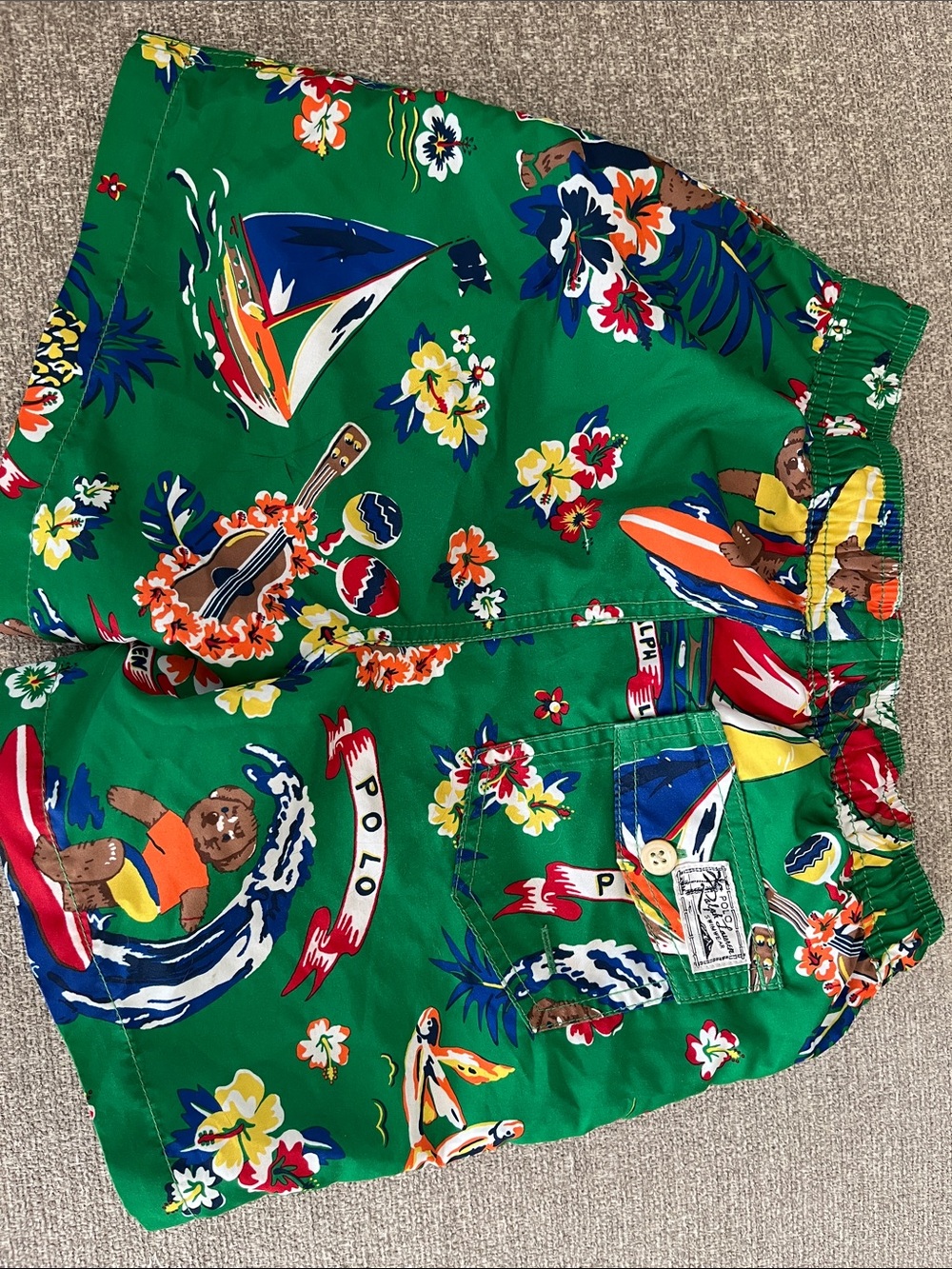 Ralph Lauren Green Floral & Nautical Print Swim Shorts - Picture 12 of 16